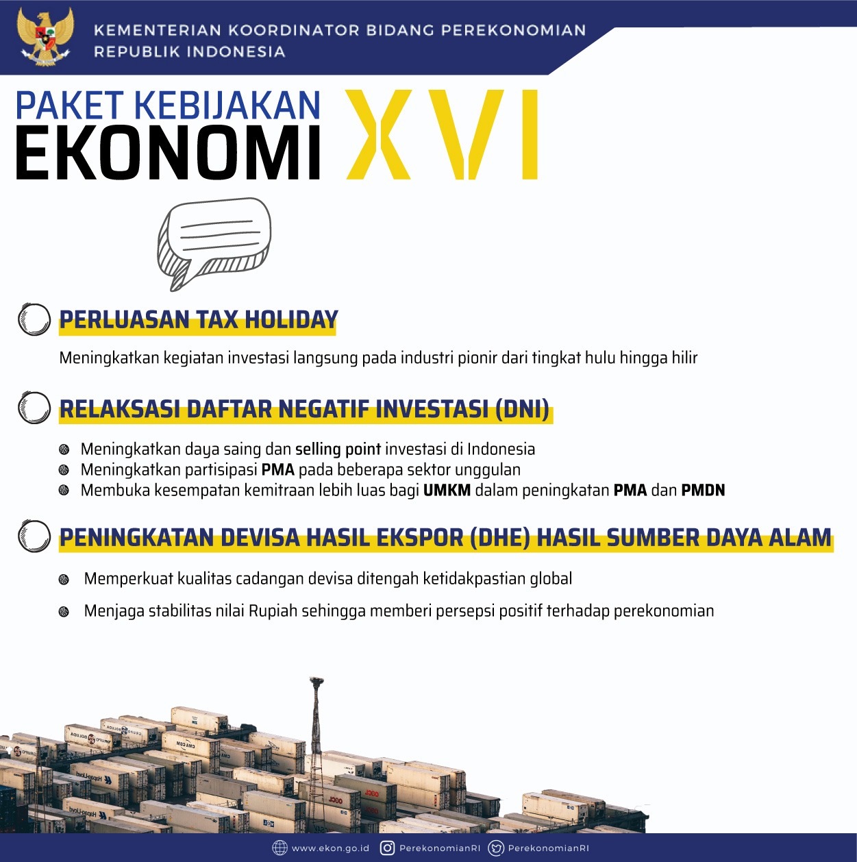 PAKET KEBIJAKAN EKONOMI XVI : Relaksasi Kebijakan untuk Ketahanan Ekonomi Nasional