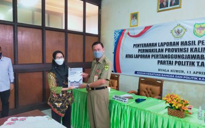Sekda Gumas Menyerahkan LHP Pertanggungjawaban Bankeu&nbsp;Partai Politik Tahun 2022&nbsp;