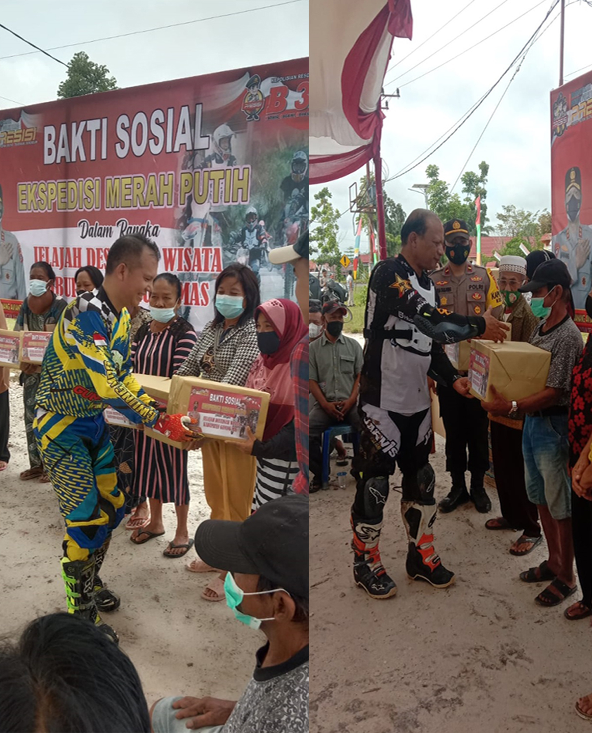 Ekspedisi Merah Putih : Bupati Bersama Kapolda Kalteng Bagi Sembako Ke Warga